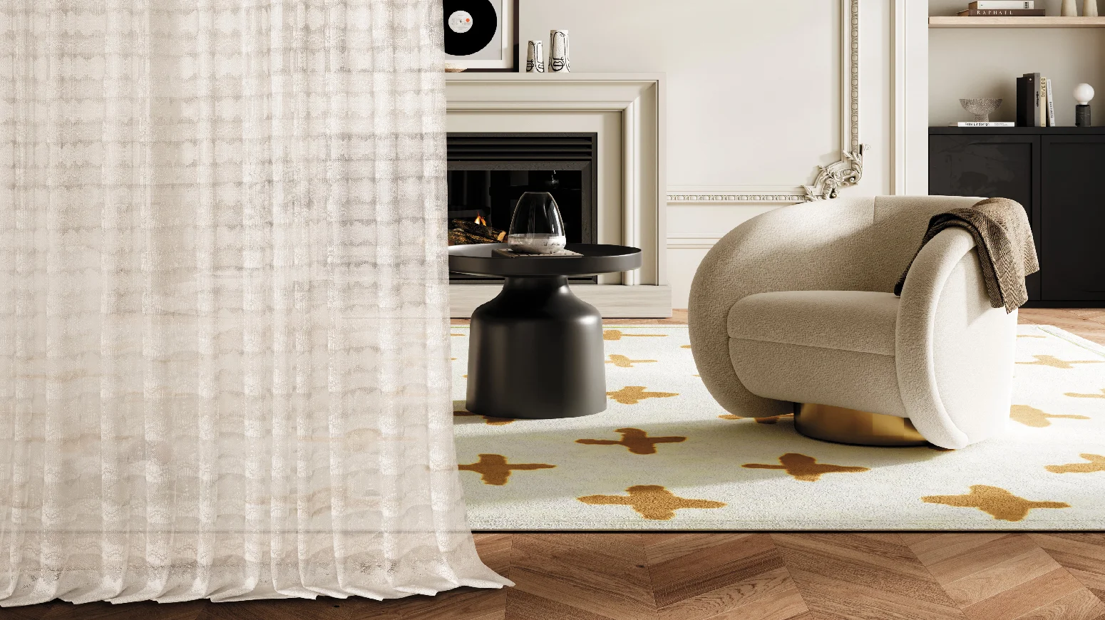 Alt Text: Custom curtains from Lemonhone's curtain trade program