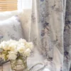 watercolor floral curtain close-up