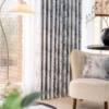watercolor floral curtain close-up