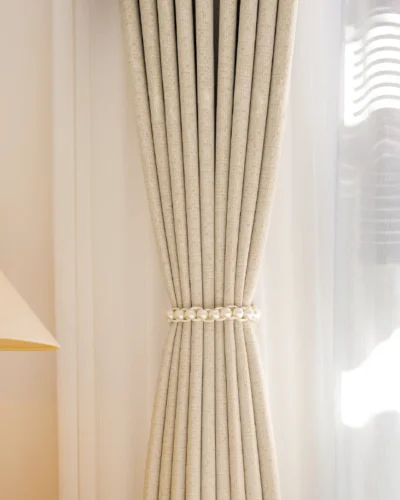Sierra Weave curtain KDL-J111-6 styled with high-density weave and soft glow in natural daylight
