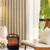 Sierra Weave Curtain in high-density fabric with soft glow, styled in a modern living room interior