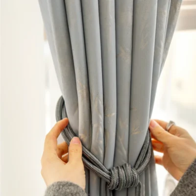 Zen Bamboo Curtain tieback close-up with bamboo texture