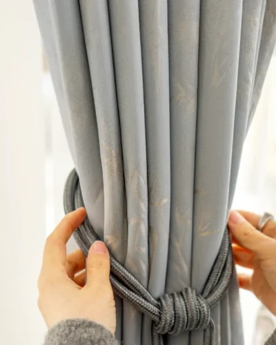 Zen Bamboo Curtain tieback close-up with bamboo texture