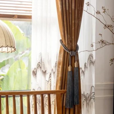 Zen Bamboo Curtain – Elegant high-density drapes in brown bamboo weave