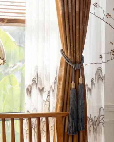 Zen Bamboo Curtain – Elegant high-density drapes in brown bamboo weave