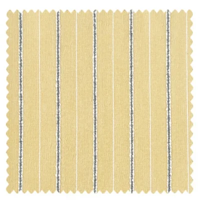 Fabric swatch of Whisper Stripe Curtain in warm ochre with vertical slate stripes