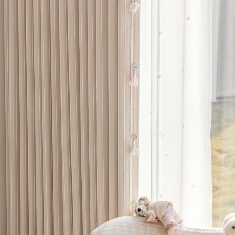 pink embroidered kids curtain