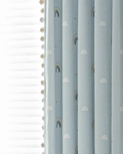 Blue Sky Rainbow Curtain with jacquard texture and sheer white lining