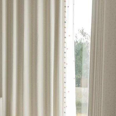 Sky Glaze Curtain in natural daylight showing soft jacquard texture and elegant drape