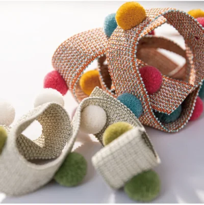 Assorted Eden Pom Fringe Trims in Multiple Colors – Decorative Pom Pom Trims on Woven Bands