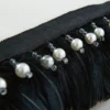 blush pink feather curtain trim with pearls