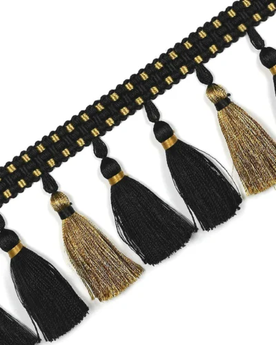 Color Isle Tassel Fringe Trim – Multicolor Curtain Trim with Braided Band