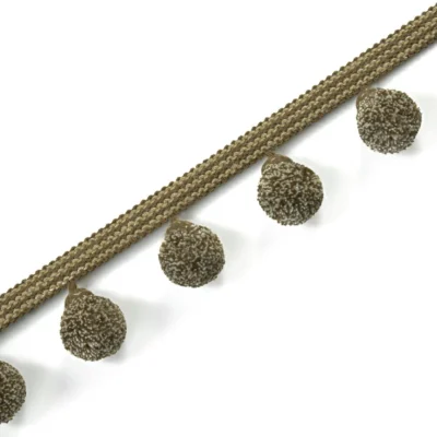 Olive Green Vine Cotton-Linen Pom Pom Trim – Curtain Fringe Decoration