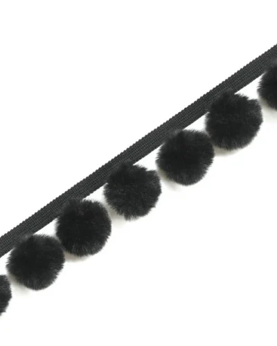 Miss COCO – Black velvet pom pom trim for curtains and cushions