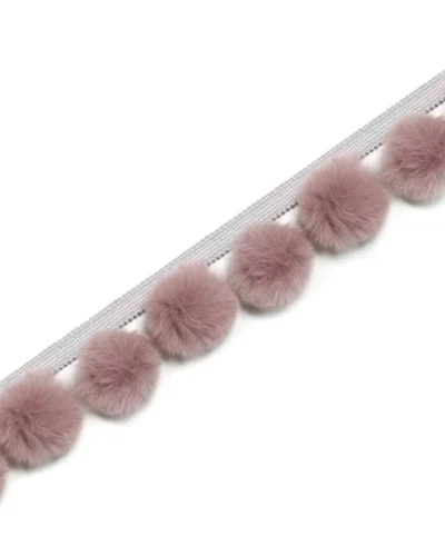 Miss COCO mauve velvet pom pom trim – soft fringe for curtains and decor