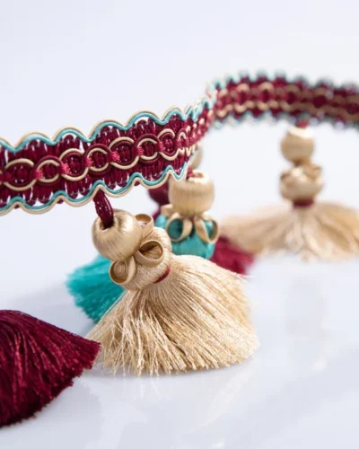 Medici Tassel Curtain Trim in Two-Tone Design – Decorative Fringe for Drapes and Valances