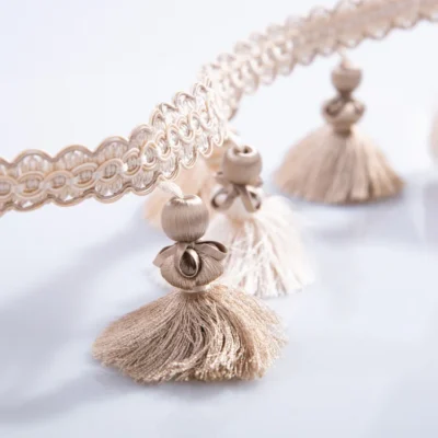 Medici Tassel Curtain Trim in Ivory Beige – Elegant Fringe for Neutral Interiors