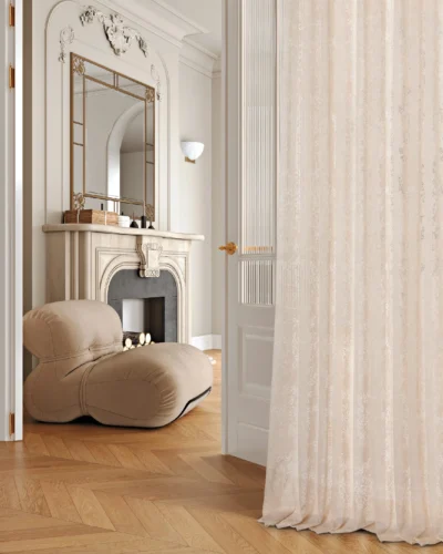 Floral lace sheer curtain