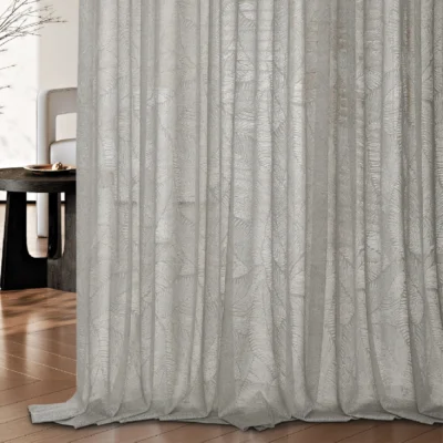 Close-up of Botanic Veil Curtain showcasing delicate botanical texture and light-filtering sheer fabric