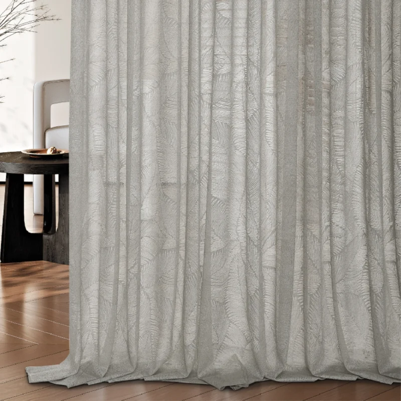 Close-up of Botanic Veil Curtain showcasing delicate botanical texture and light-filtering sheer fabric