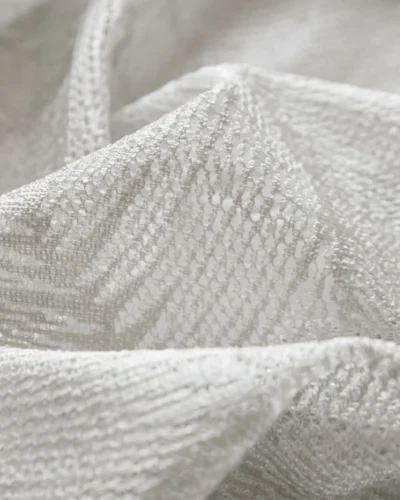 Close-up of Botanic Texture Sheer Curtain with soft light and natural leaf-like patterns