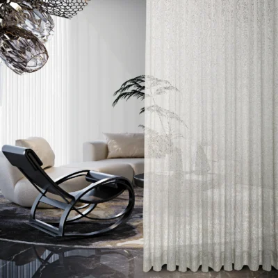 Whisper Texture light jacquard sheer curtain in modern living room with soft daylight