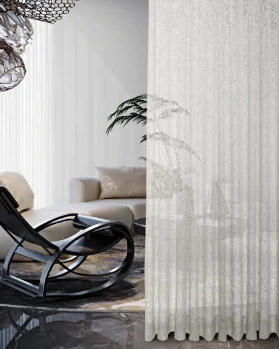 Whisper Texture light jacquard sheer curtain in modern living room with soft daylight