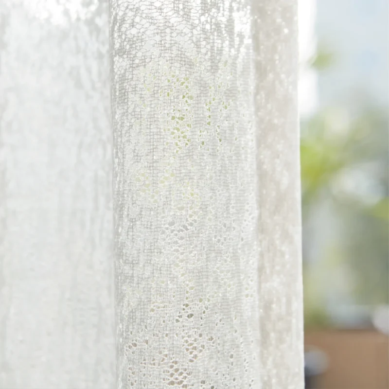 Whisper Texture sheer curtain hanging – light jacquard fabric with textured wave pattern