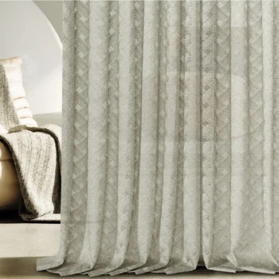 Serene Weave Sheer Curtain with soft folds and jacquard texture in a modern interior