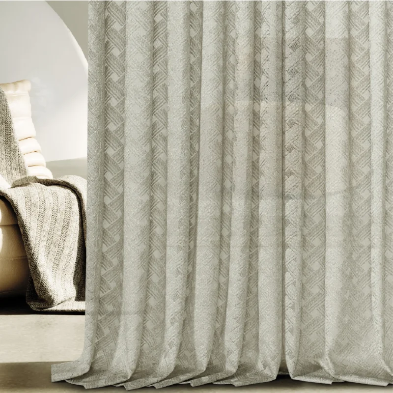 Serene Weave Sheer Curtain with soft folds and jacquard texture in a modern interior