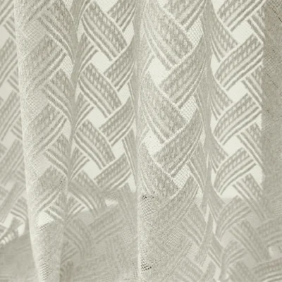Front view of Serene Weave Sheer Curtain with geometric jacquard texture