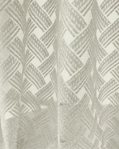 Front view of Serene Weave Sheer Curtain with geometric jacquard texture