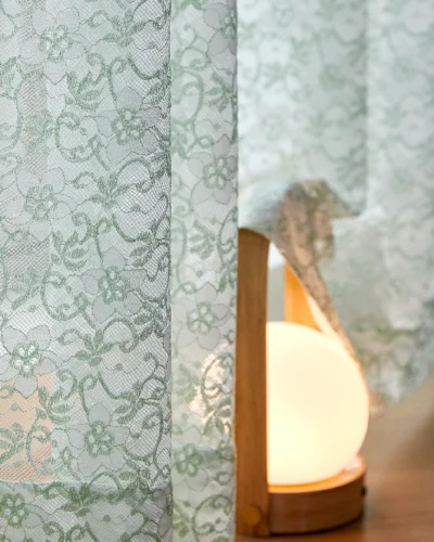 Sheer floral lace curtain with vintage flower design by Lemonhone