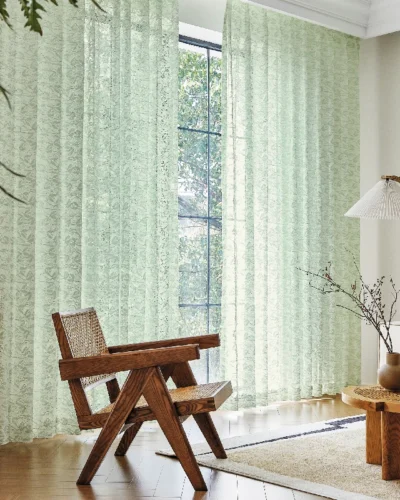 Willow Whisper Curtain hanging in a light-filled room