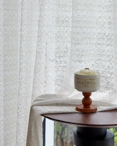 Light jacquard sheer curtain with ripple-like texture and soft drape