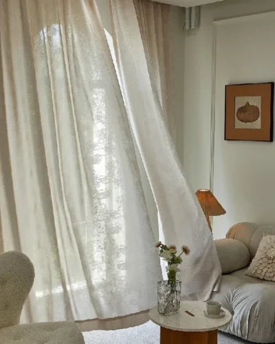 Opal Floral Curtain with soft jacquard sheer texture