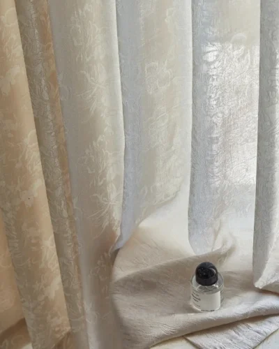Floral sheer curtain with soft light filtering and elegant folds