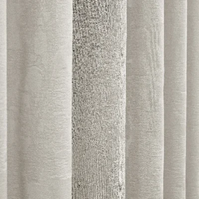 Layered sheer jacquard curtain with central textured stripe for soft privacy