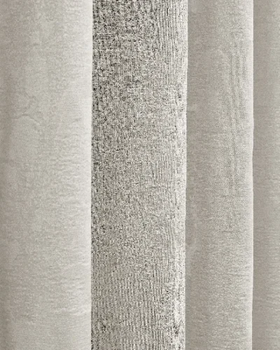 Layered sheer jacquard curtain with central textured stripe for soft privacy