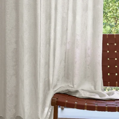 Dual veil jacquard curtain with layered sheer design and soft wave folds