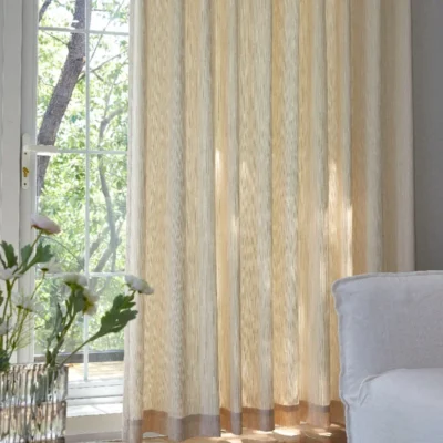 Cloud Veil Curtain in Warm Beige – Chenille Sheer with Soft Light