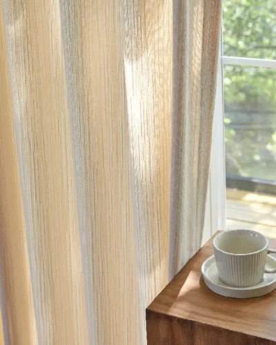 Cloud Veil Curtain – Light Yellow Chenille Sheer Curtain for Soft Glow