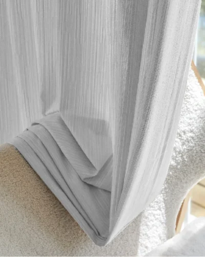 Close-up of Cloud Veil Curtain – Soft Chenille Sheer Draping on Sofa