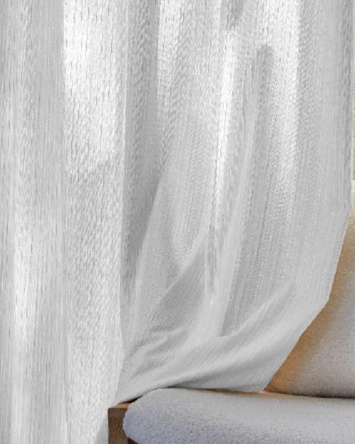 Cloud Veil Curtain in Soft Morning Light – Chenille Sheer for Cozy Interiors