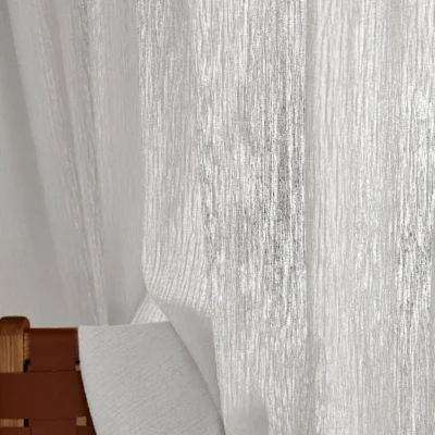 White textured chenille sheer curtain softly filtering natural light
