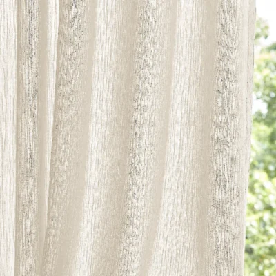Ivory chenille sheer curtain with soft texture and natural light filtering