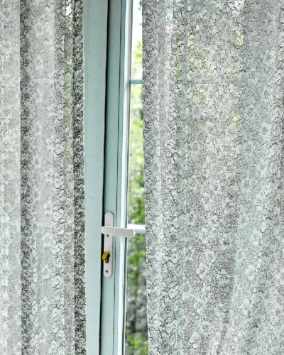 Scales Whisper Curtain – Full Window View of Sheer Jacquard