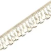 French-style curtain tassel trim in cream and gold with decorative fringe