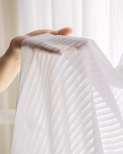 Vertical Stripe Sheer Curtain – Soft Textured Voile