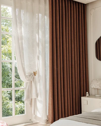 cocoa blackout curtain – Cocoa Weave warm textured drapes